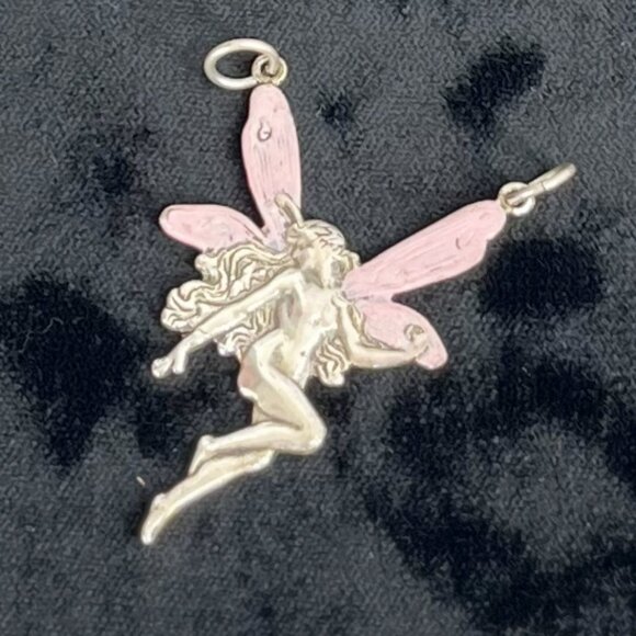 🆕 Sterling Silver Large Fairy W Pink Wings Pendant | 1.75” | 925 Stamped - Picture 6 of 11